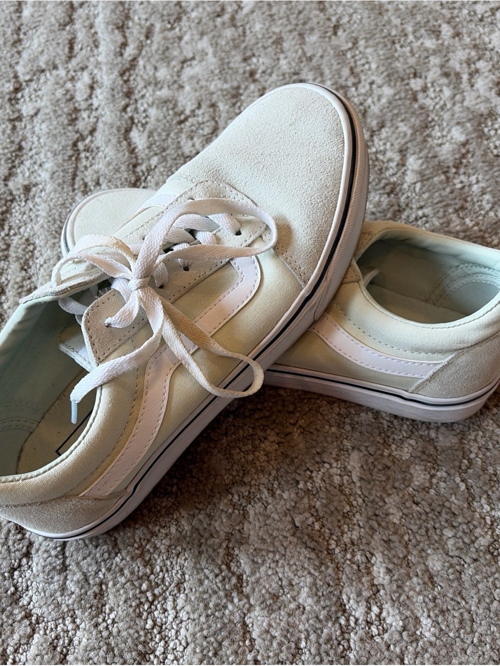 VANS Old Skool Low Top Lace Up Sneakers Light Green/ White Suede Women’s 9 Shoes - Picture 6 of 14